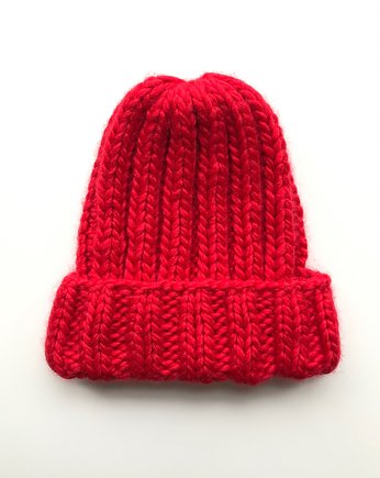 Gruba wełniana czapka beanie 100% wełna handmade, GANGSTA KNIT