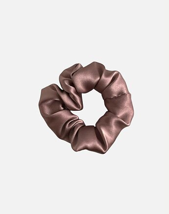 Jedwabna scrunchie gumka frotka midi taupe 2, Zdunetti
