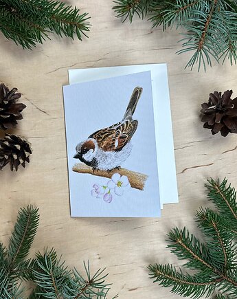 Kartka z wróbelkiem, mavipoppy art