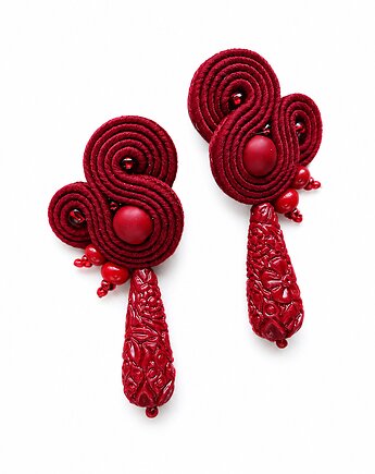 Bordowe i eleganckie - kolczyki soutache, Mró Soutache