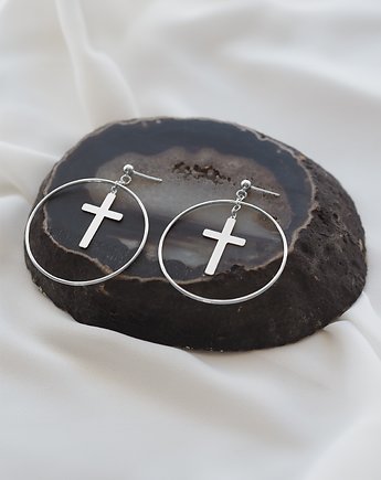 Kolczyki srebrne wiszące krzyże, OKAZJE - Prezent na Imieniny