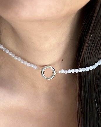 Naszyjnik ZAPIĘCIE KOŁO chalcedon JEANS kamienie naturalne niebieski, ATdiament