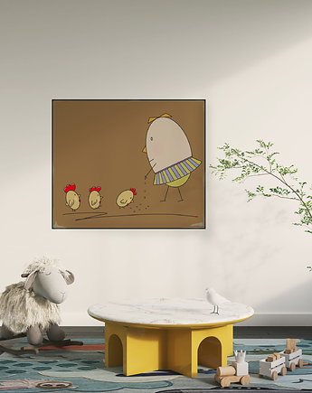 GRAFIKA NA PŁÓTNIE - Pani Jajko karmi kurczaczki, Ravenart