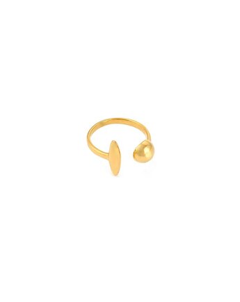 Pozłacany pierścionek z mini łezką, Kulka Bransoletki