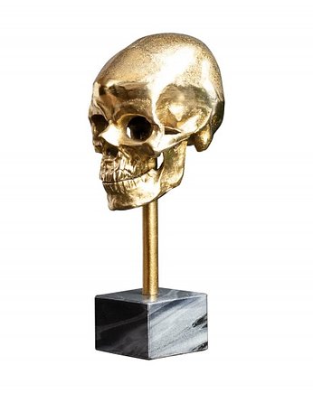 Dekoracja rzeźba Czaszka Skull złota marmur 35cm, OKAZJE - Prezenty na 18 dla syna