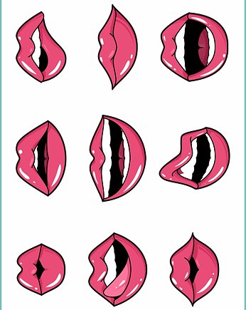 Tatuaż tymczasowy "Lip tattoo set", Fotobloki and decor