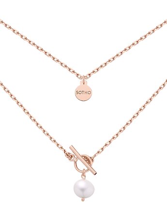 Masywny łańcuszek z różowego złota z naturalna perłą, SOTHO