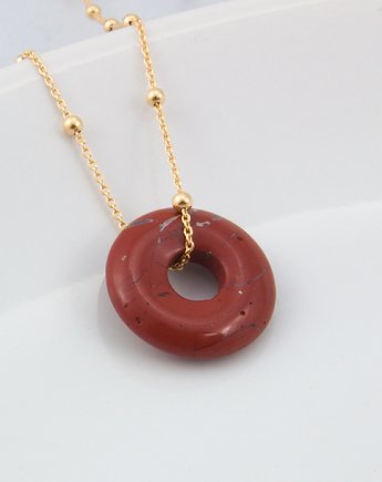 Naszyjnik pozłacany jaspis czerwony donut 18 mm, prezent urodzinowy dla siostry, By Sendi