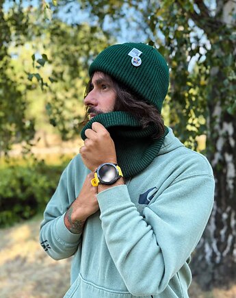 Męska czapka beanie z bawełny logo kolorowe Zielony, Brain Inside