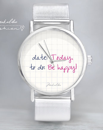 Be Happy  zegarek na stalowym pasku+box, Makaliboo