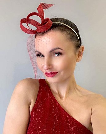 Fascynator czerwony /oraz  inne kolory, MONIKA SAXTON LUXURIOUS MILLINERY