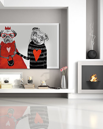 OBRAZ NA PŁÓTNIE -  120x80cm LOVE MOPS, LUdesign gallery