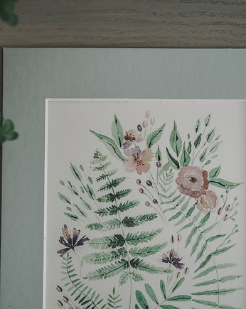Plakat rośliny - paprotki, kwiaty, Merely Susan