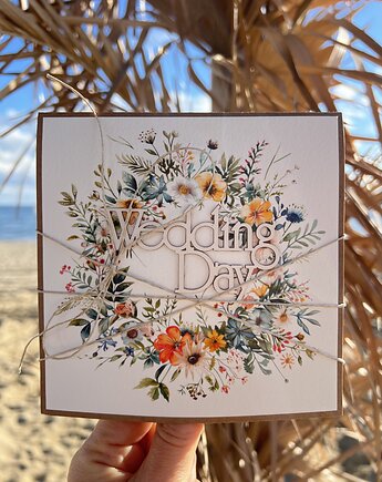 Kartka ślubna na ślub po angielsku - Wedding Day z życzeniami, sorte