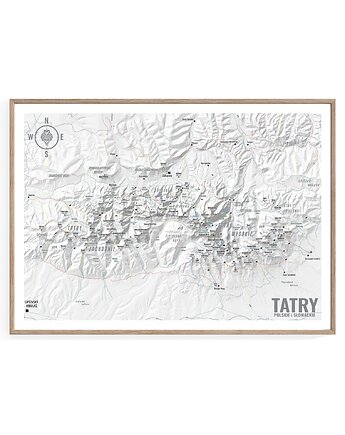 Szlaki TATRZAŃSKIE  Tatry Polskie i Słowackie mapa plakat - wersja biała, maps by P