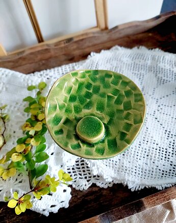 Podstawka ceramiczna zielona na biżuterię, Wooden Love