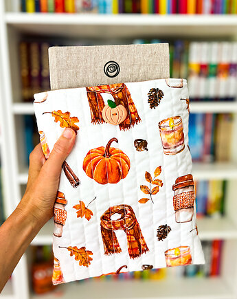 Jesienne etui na książkę, pikowany pokrowiec na książkę, Gucia Design
