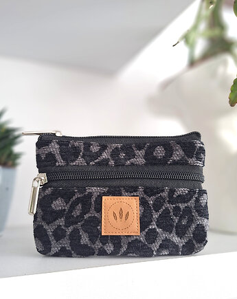 Żakardowy portfel w panterkę Szary, sabi tatka