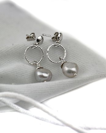 Kolczyki srebrne Szare perły, Bijoux by Marzena Bylicka
