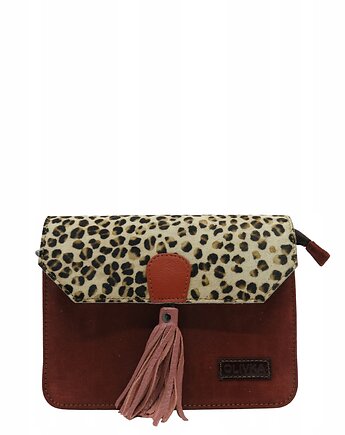 Torebka zamszowa, elegancka, skórzana, zamsz, ozdobny chwost eko OLIVKA, Olivka Warsaw