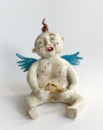 Figurka anioła, Ceramiczny anioł , Dekoracja sypialni, Matylda ceramika