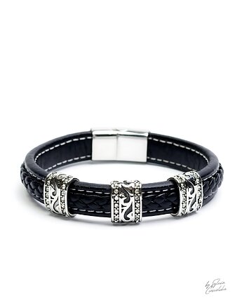 Unikatowa Męska Bransoletka ze Skóry Naturalnej., Black Mamba Jewelry