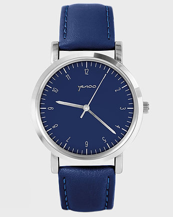 Zegarek - Simple Elegance - granatowy, skórzany, yenoo