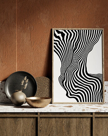 Plakat abstrakcyjny sztuka nowoczesna pasy line art, black dot studio