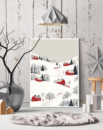 PLAKAT zimowy świateczny Boże Narodzenie dekoracja, black dot studio