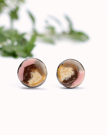 Kolczyki pudrowe krajobrazy-sztyfty ceramiczne, Dorca