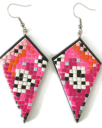 Duże Różowe Geometryczne Kolczyki, OMIFIMO