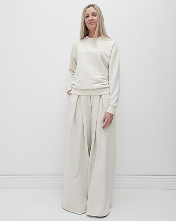 Sarai wygodny komplet bluza i szerokie spodnie z zakładkami Straciatella, Ablush