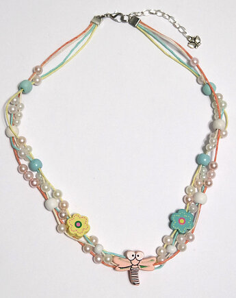 Naszyjnik - Ważka, kwiatuszki - sznureczki - dla dzieci, yenoo