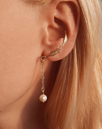 Kolczyk- nausznica PERŁA Gold srebro pozłacane - lewe ucho, ZIĘBA