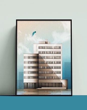 Plakat Polskie Linie Oceaniczne, Gmach ZUS w Gdyni, Konrad Kunc