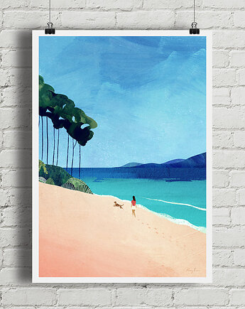 Plakat Złota plaża - spacer nad oceanem, minimalmill