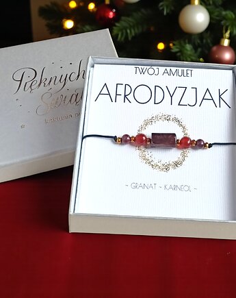 Amulet - AFRODYZJAK - świąteczne pudełko - granat, karneol, kaktusia