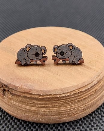 Kolczyki drewniane KOALA, SIAMIL ART