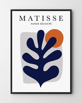 Plakat Matisse  Navy Blue niebieski liść, OKAZJE - Prezent na Parapetówkę