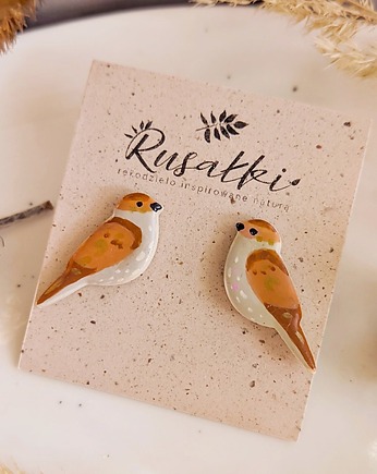 Kolczyki ptaszki słowiki, boho biżuteria z słowikiem, słowik, mały prezent, Dary Rusałki