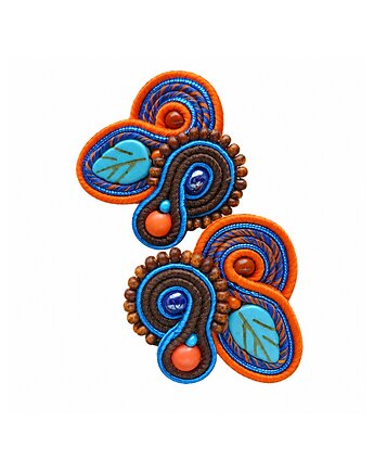 Kolczyki soutache Jesienny liść, Mró Soutache