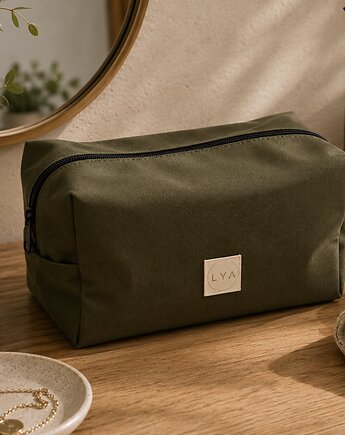 Kosmetyczka khaki kuferek duża saszetka wodoodporna etui organizer czarna, Uszyciuch