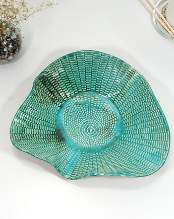 Duża misa dekoracyjna - turkusowa muszla, 10FingersArt