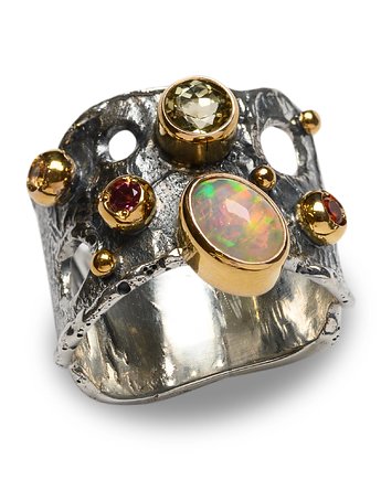 Artystyczny pierścionek z okazałym opalem, Ade Art
