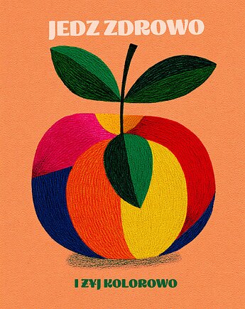 Plakat vegan zdrowie kuchnia jabłko 30x40, polkastudio