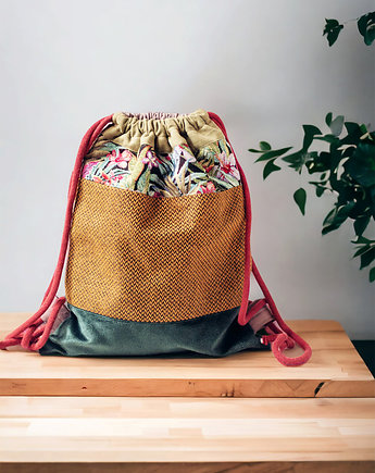 Kolorowy plecak damski patchwork, raspberi
