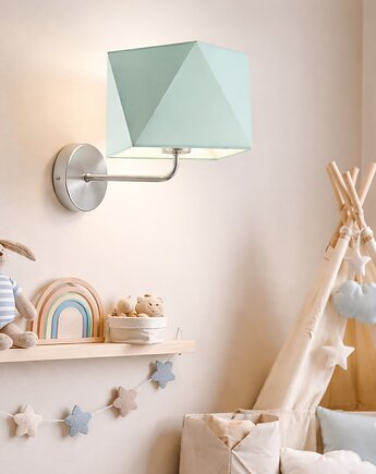 Nowoczesny kinkiet do pokoju dziecka TURYN KIDS z miętowym abażurem, LYSNE
