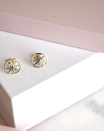 Kolczyki róża wiatrów pozłacane pr.925, VENA Jewellery