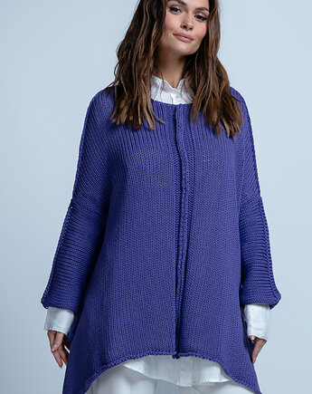 Bawełniany oversizowy asymetryczny sweter na wiosnę i lato F1851 Fiolet UNI, FOBYA