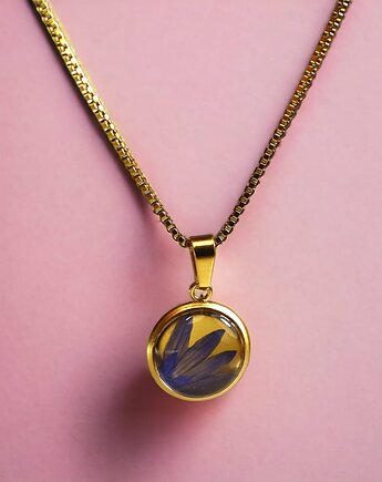 Delikatny złoty okrągły naszyjnik chaber, Lovely Jewellery